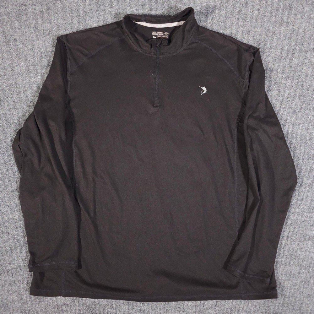 Reel Legends Mens Quarter‎ Zip Pullover XL Black Ultra Comfort Mock Neck Fishing